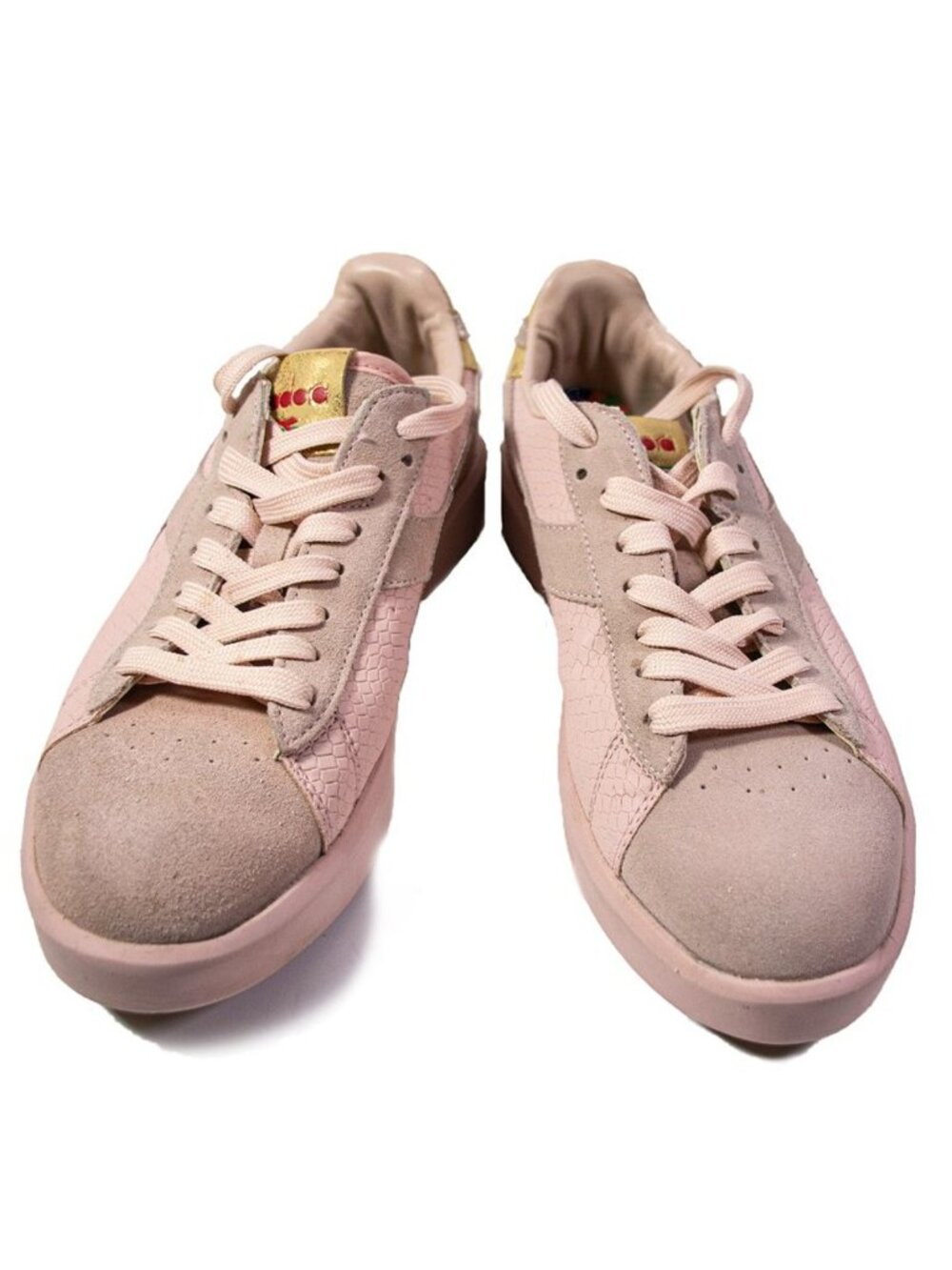 Women’s DIADORA Game Wide Xmas Sneakers Pink Blush Snake-Print Leather 10W